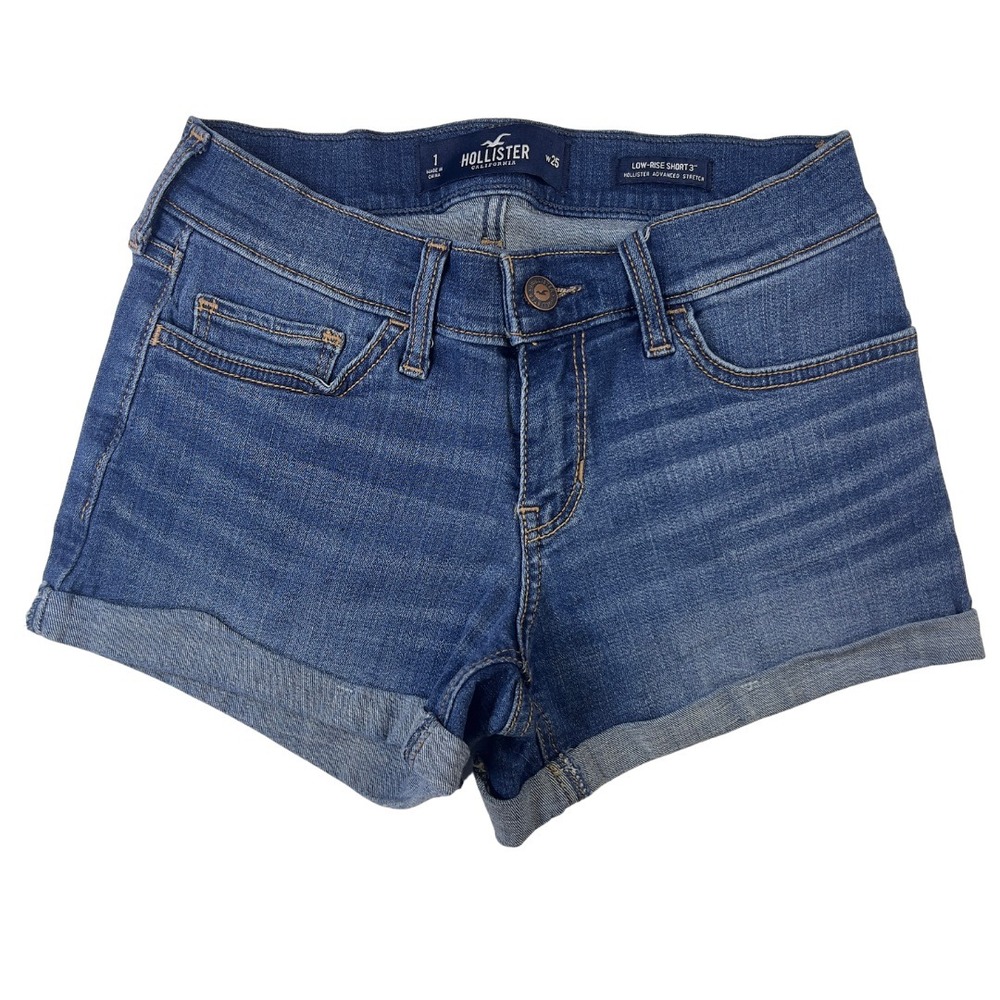 Hollister Women's Low-Rise 3" Advanced Stretch Blue Denim Shorts Size 1‎ / W25